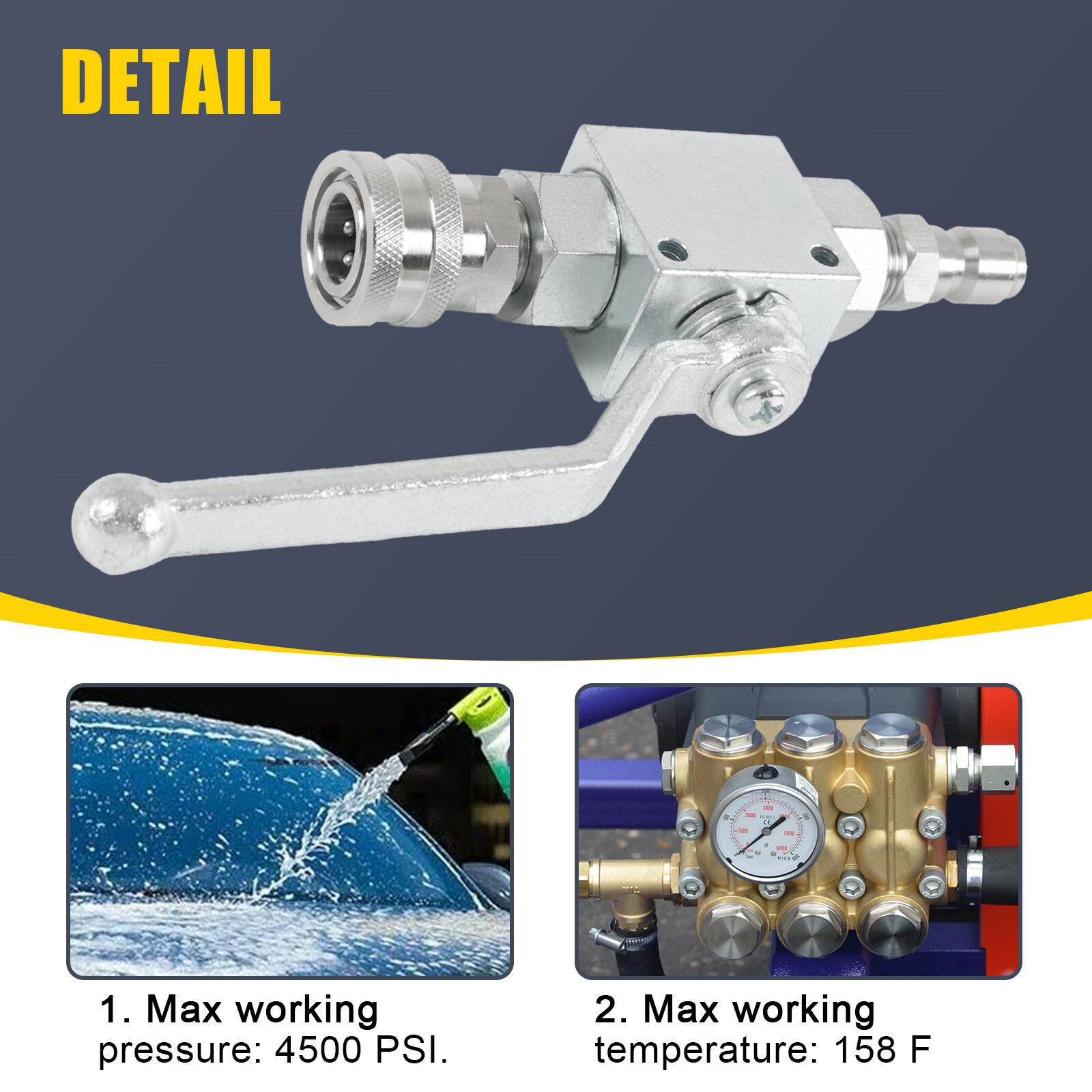 3/8″ Ball Valve Fit Pressure Washers Max 4500 PSI 3/8″ fitting Female Out