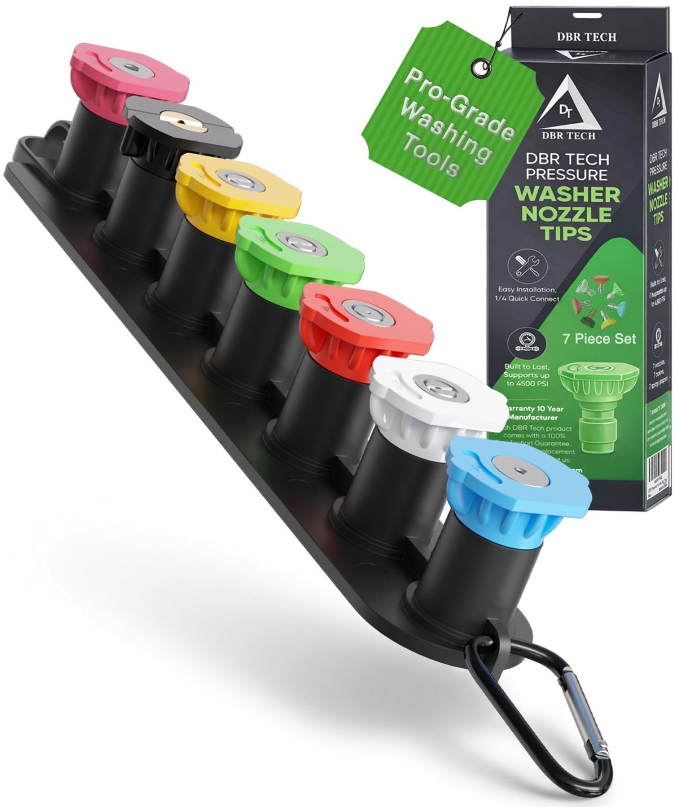 7-Pack Pressure Washer Nozzle Tips Set | 4500 PSI, High-Pressure Cleaning Access