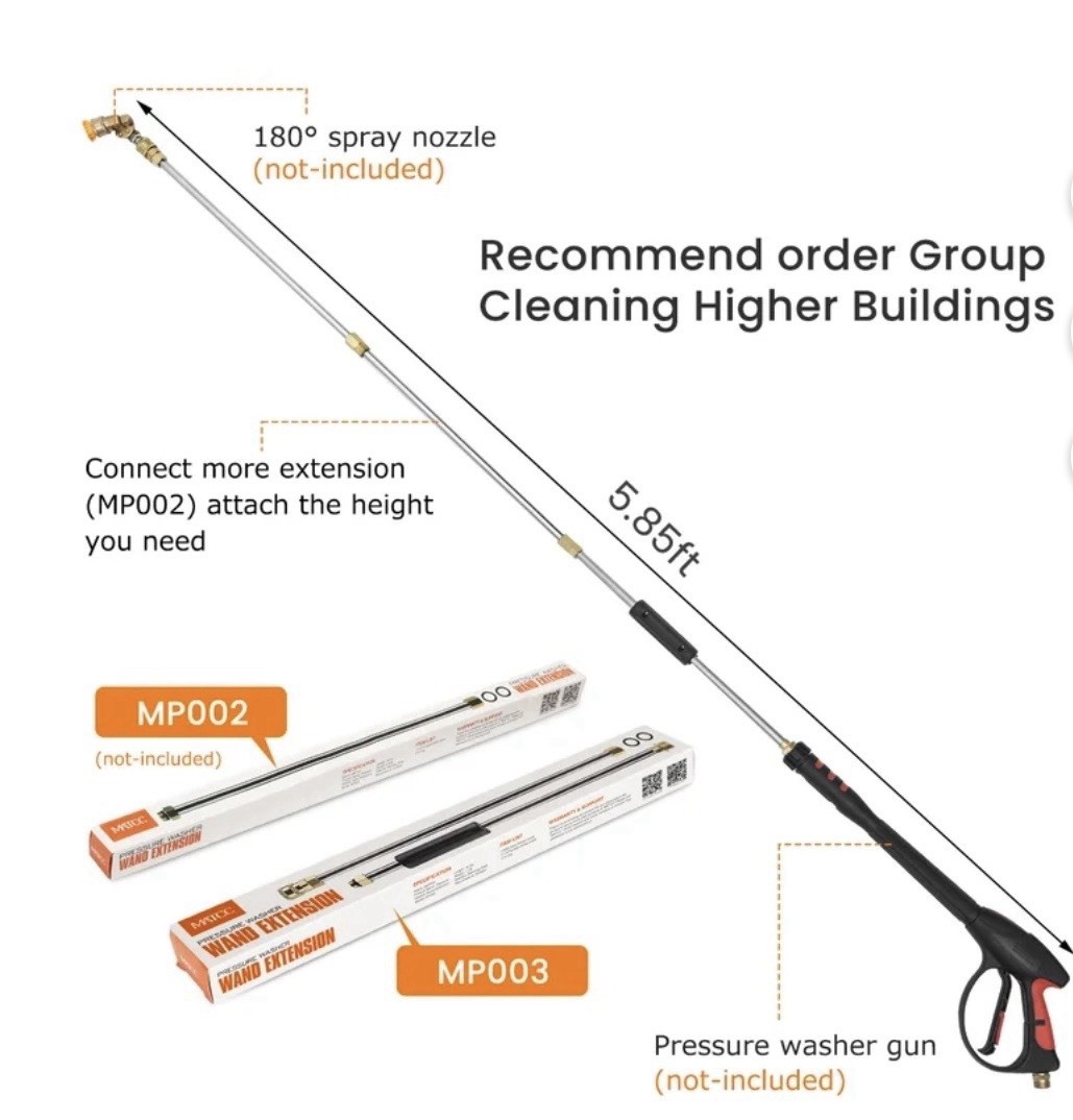 Pressure Washer Extension Wand 33In 4000 PSI High Pressure Extension Wand MP003