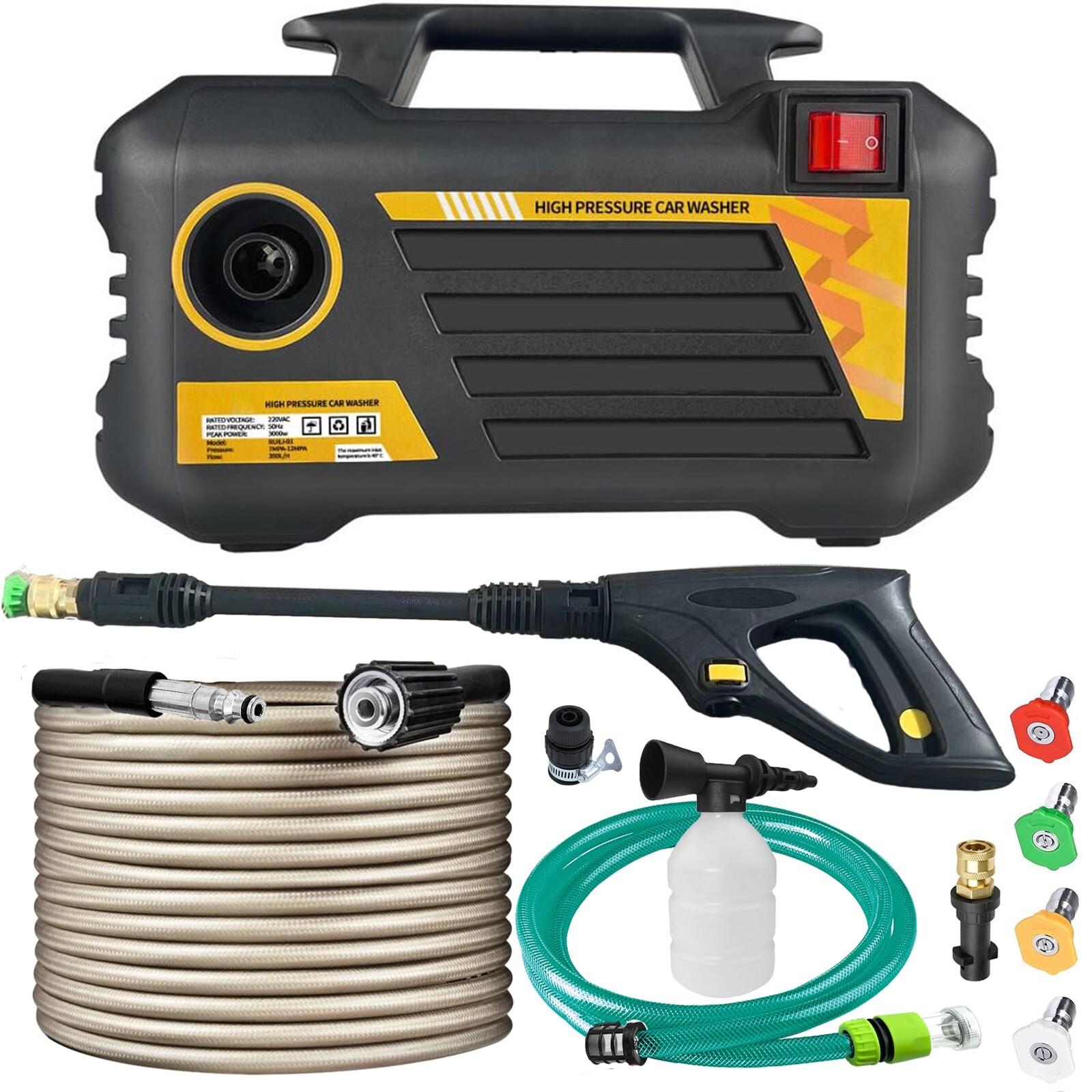 2600 PSI Electric High Pressure Washer (2.7 GPM) 3000W Motor Jet Sprayer 2.7GPM