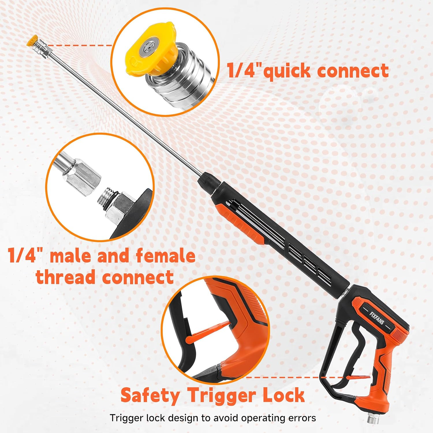 Pressure Washer Gun and Hose Kit 50 Ft 3600 PSI M22 14mm Wand Set