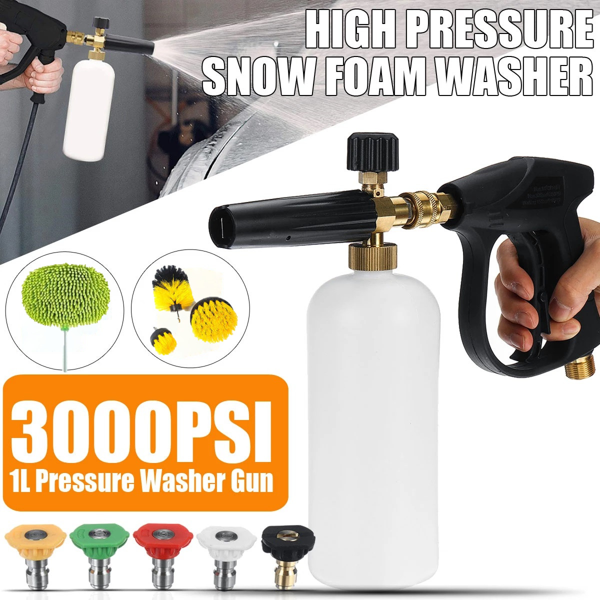 Snow Foam Cannon Washer Gun Car Wash Auto Detailing Car Wheel Cleaning Tool Set