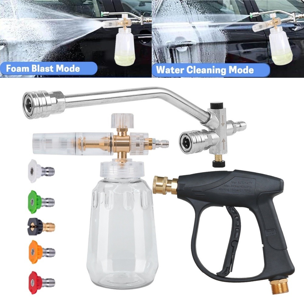 Foam Cannon Pressure Washer Gun Kit 4000 PSI Double Tip Attachment, Dual-Connect