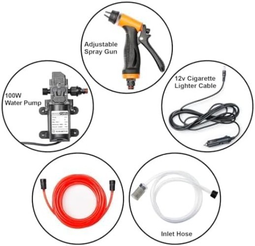 Portable Intelligent Electric Pressure Washer Pump 100W 160 PSI 12V Portable …