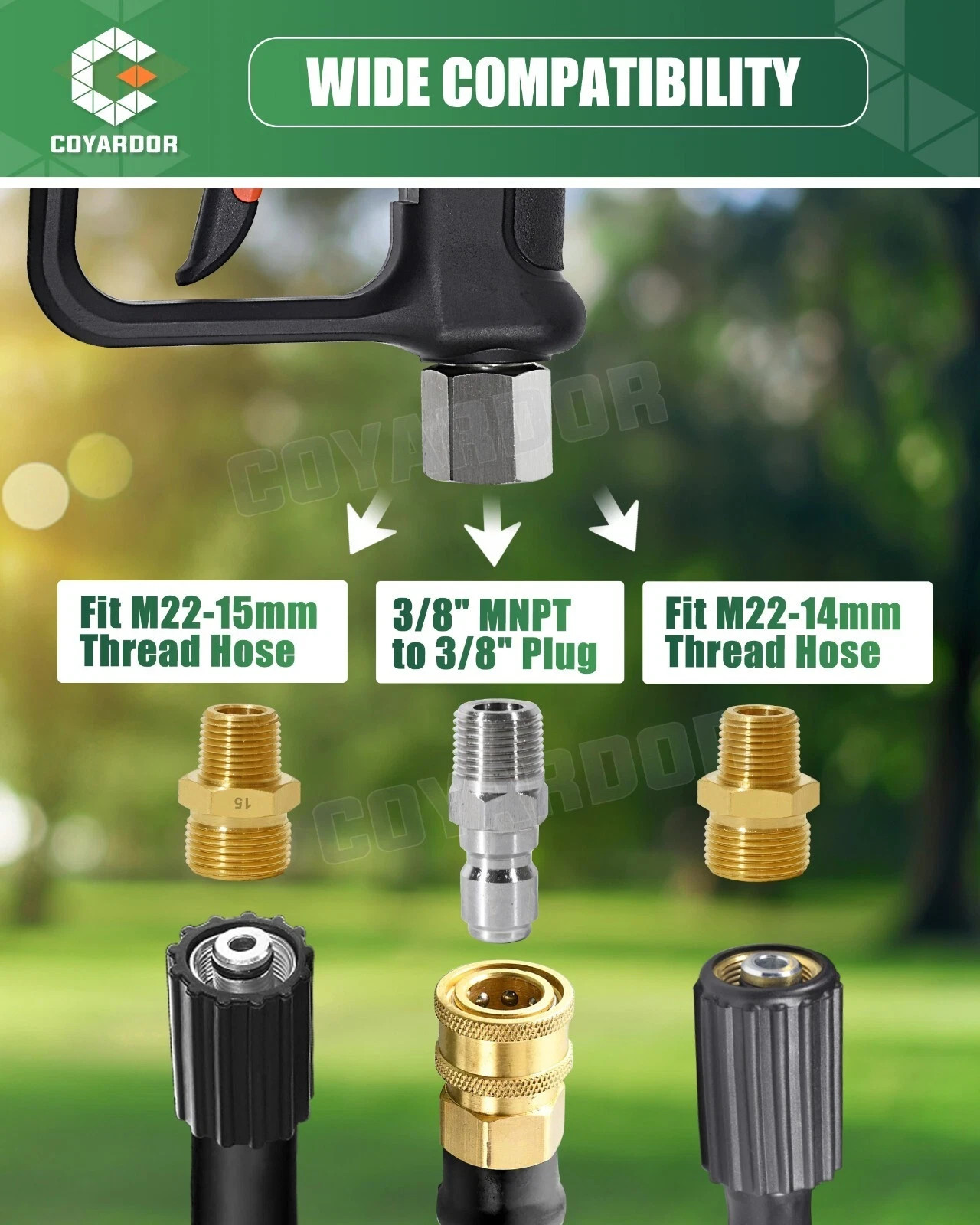 COYARDOR 4000 PSI Power Wash Gun M22-14mm Quick Connect Swivel 3.8″ Plug 6.8 GPM