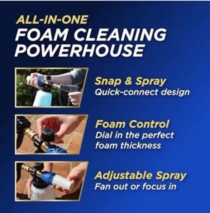 Foam Cannon Kit – Pressure Washer Sprayer + 8 fl. oz. Soap – Foaming Cleaner
