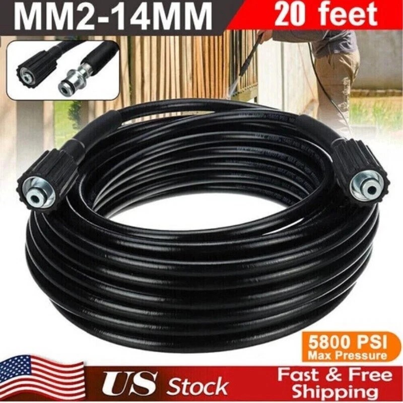 High Pressure Washer Hose 20ft 5800PSI M22-14mm Power Washer Extension Hose