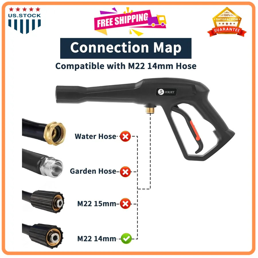High Pressure Washer Gun with Wand and 5 Nozzle Tips for Karcher Ryobi Powers…