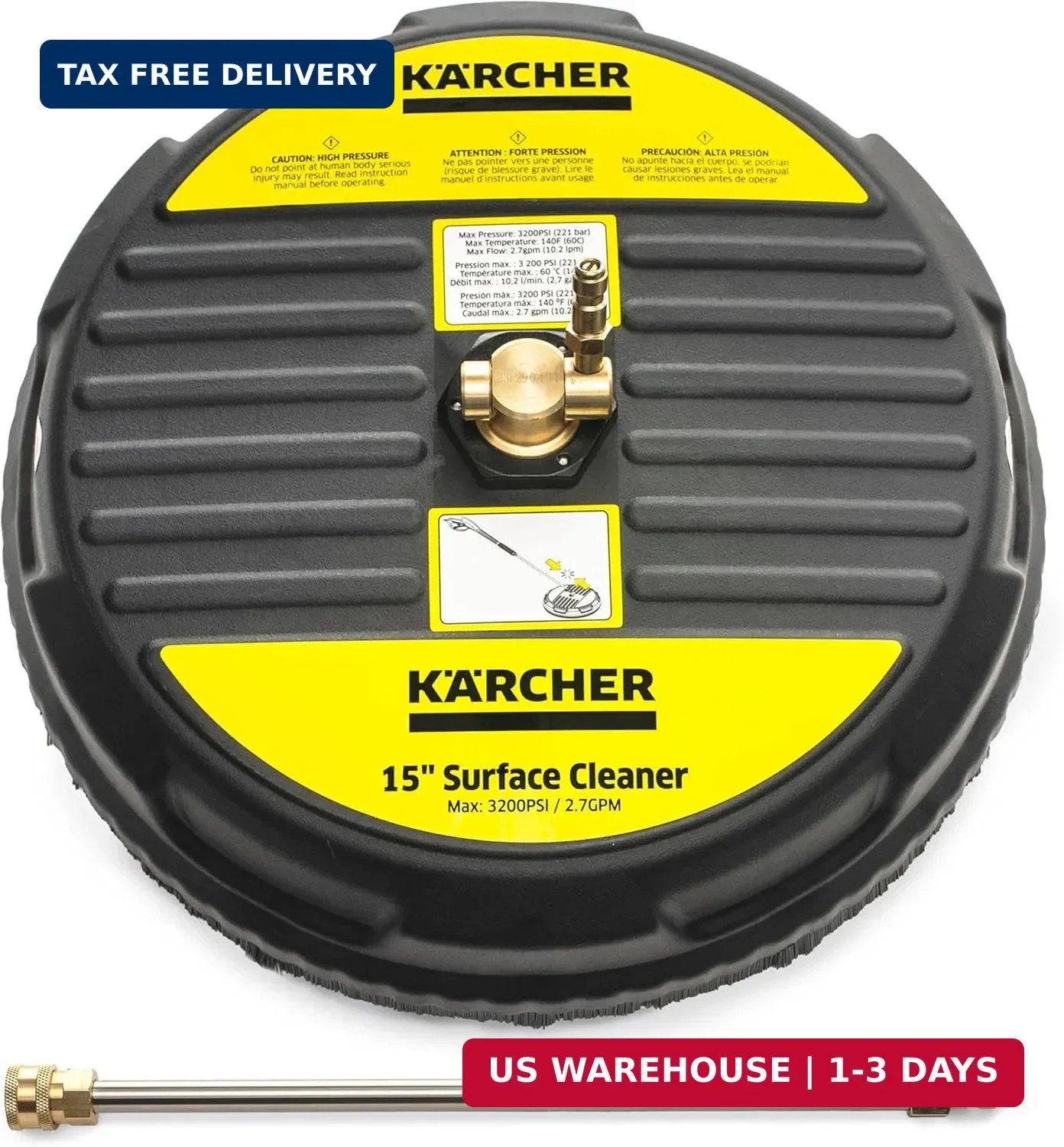 Kärcher Pressure Washer Surface Cleaner 15″, Quick Connect, 2600-3200 PSI, Ideal