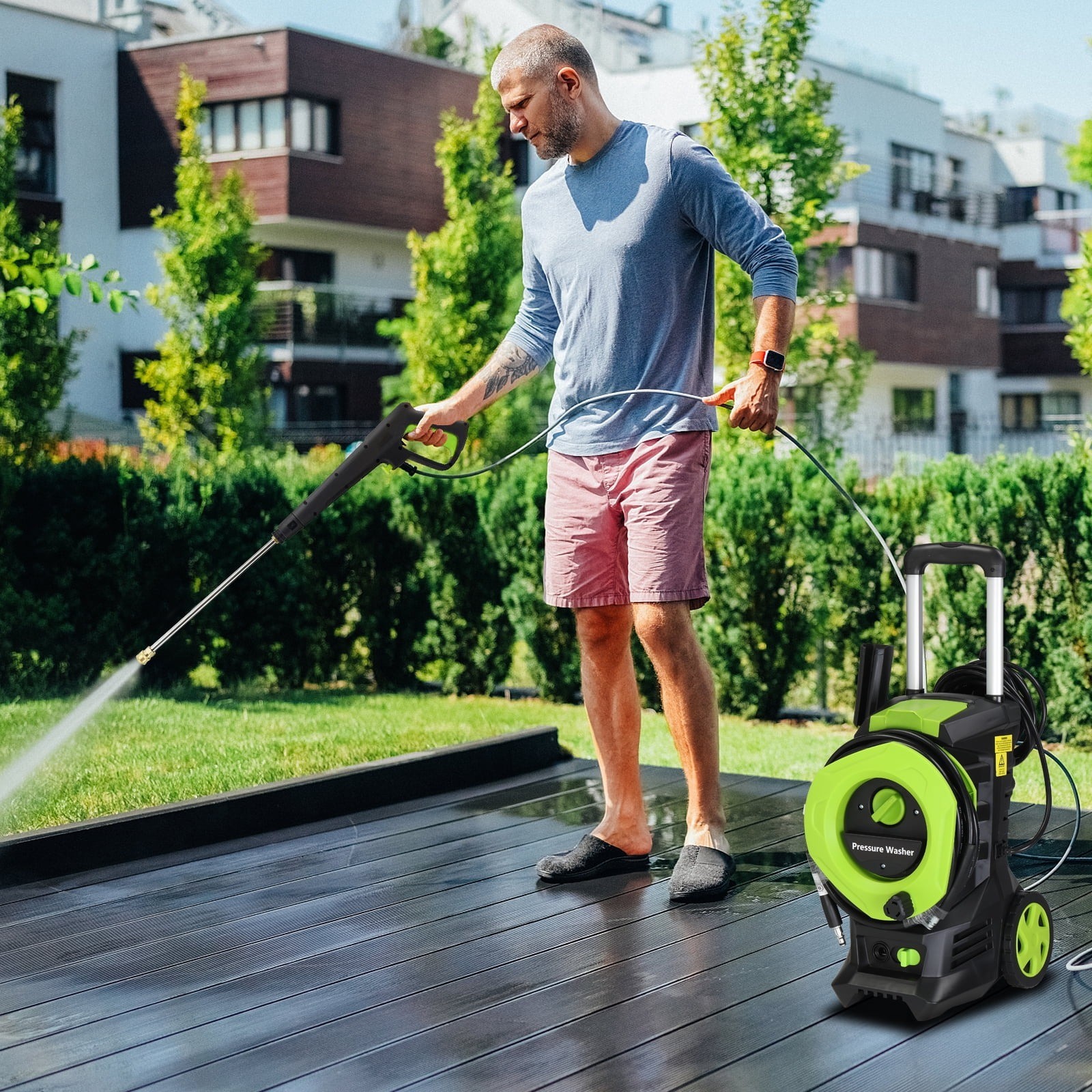 Ktaxon 3380 PSI at 2 GPM 1800W Corded Electric Cold Water Pressure Washer,