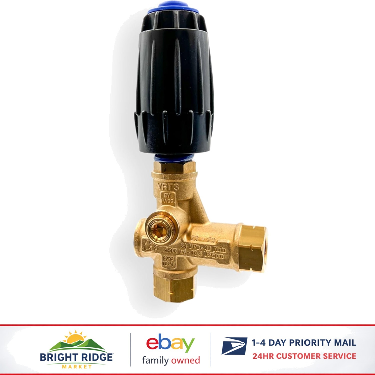 Adjustable Pressure Washer Unloader with Brass Construction and 2 Ports