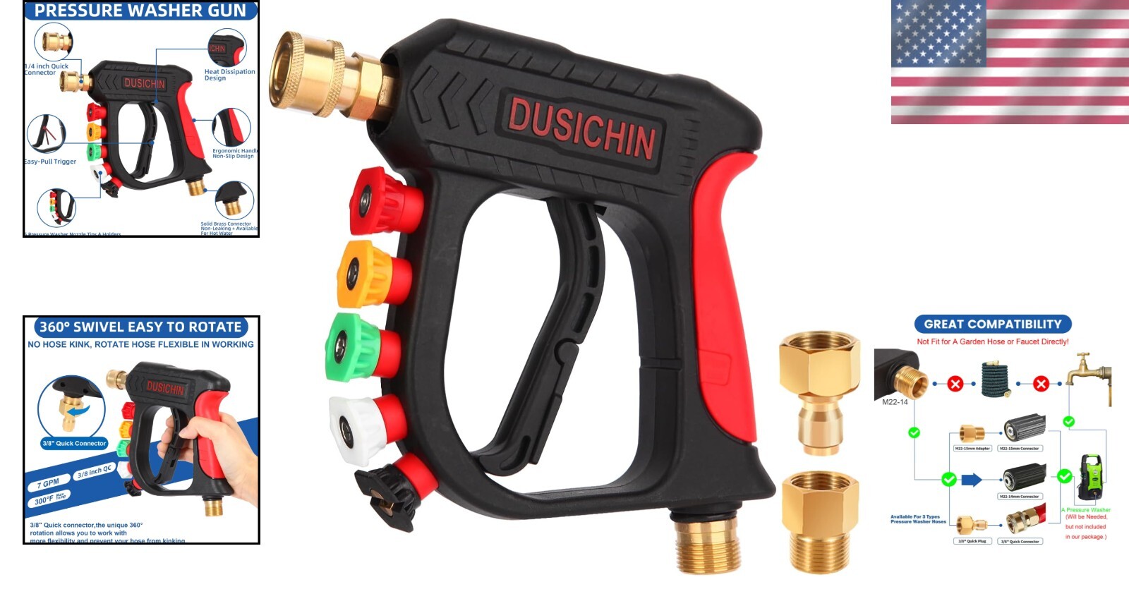 Heavy-Duty Pressure Washer Wand with Nozzle Tips & Ergonomic Design for Car Wash