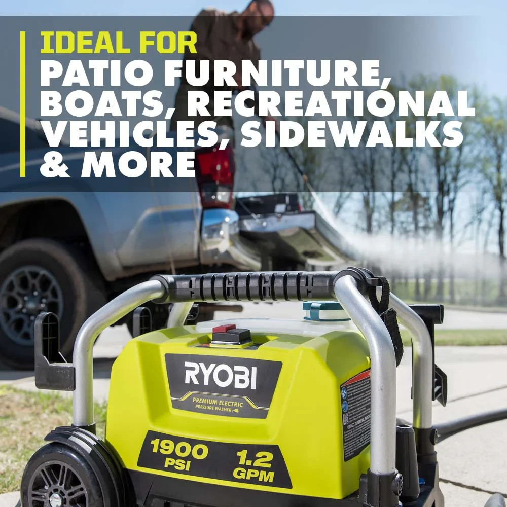 RYOBI 1900 PSI 1.2 GPM Cold Water Wheeled Corded Electric Pressure Washer