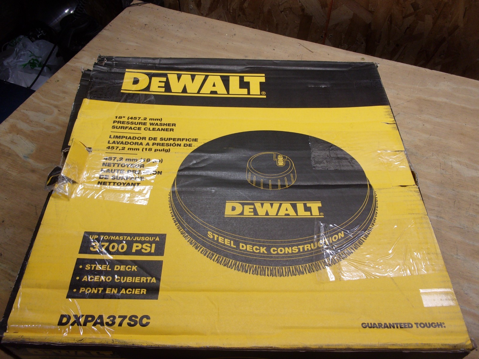 DEWALT 18″ PRESSURE WASHER SURFACE CLEANER – STEEL DECK # DXPA37SC