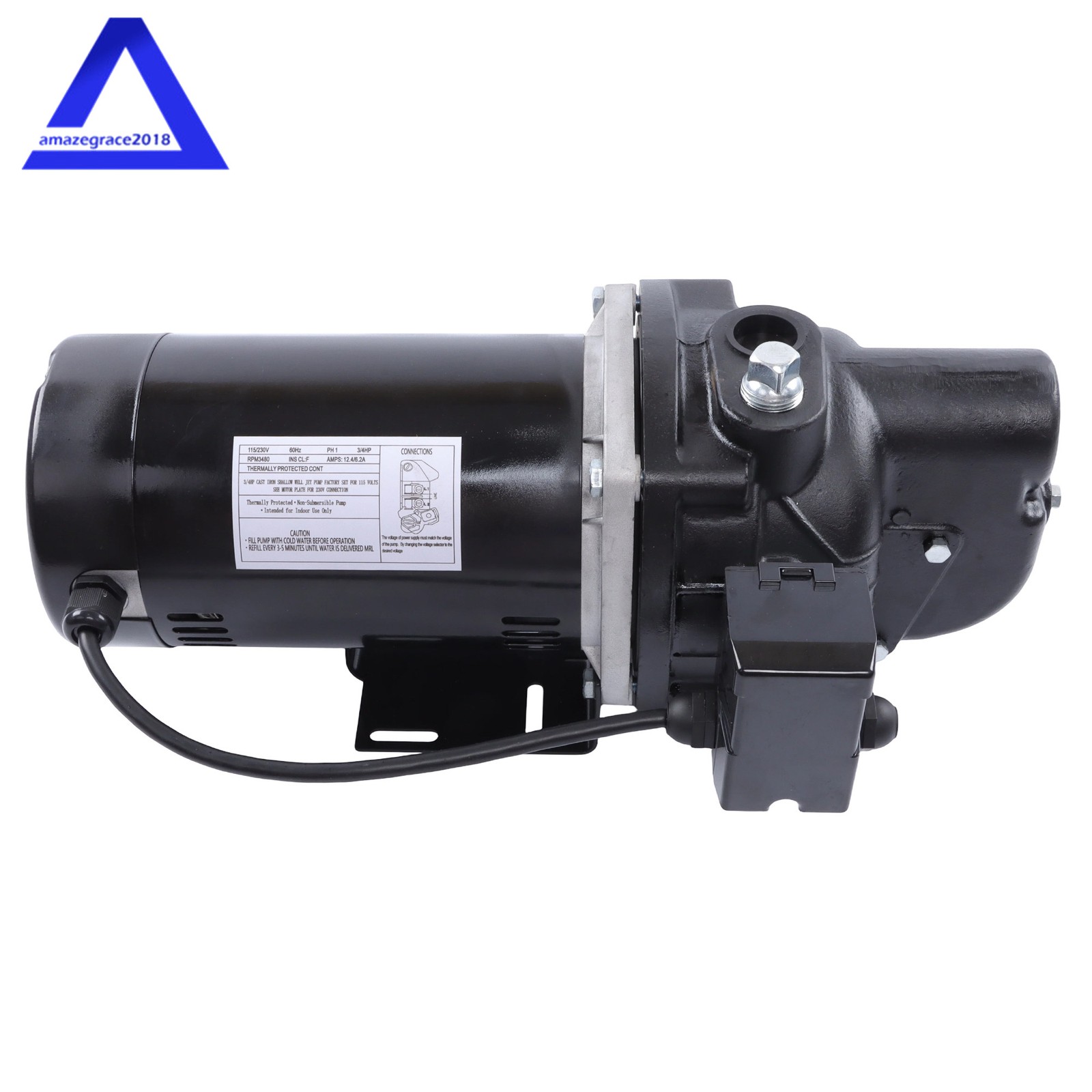 Heavy Duty 3/4 HP Shallow Well Jet Pump SWS75 Up to 510 GPH 115/230V 3480RPM