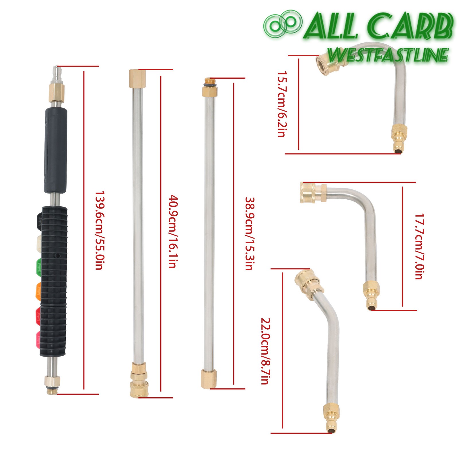 9X Pressure Washer Extension Wand Upgrade Power Washer Lance 1/4″ with Nozzle