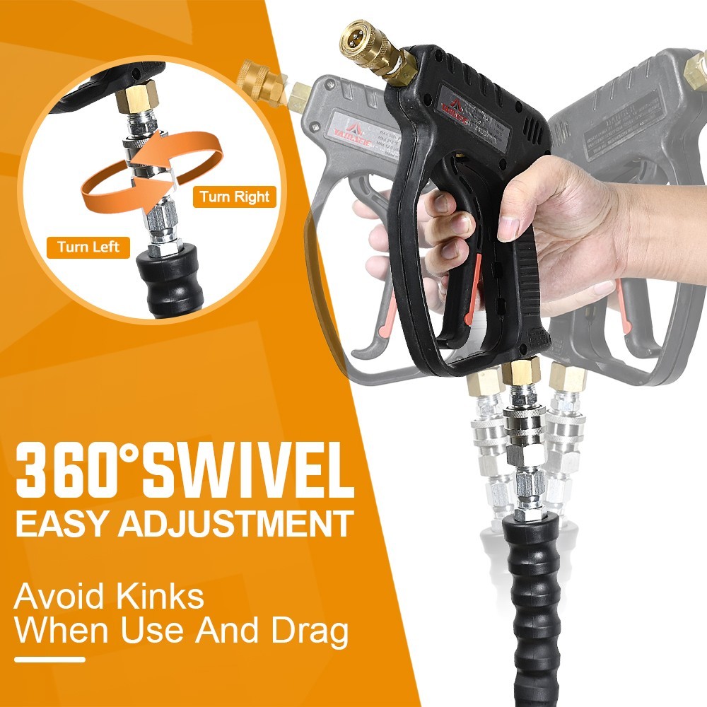 YAMATIC 4000 psi 3/8″ Power Washer Hose Kink Resistant for Hot Water