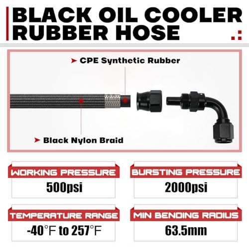 25Inch 6AN Power Steering Pump Hose Kit Compatible with Chevy C10 LS Swap