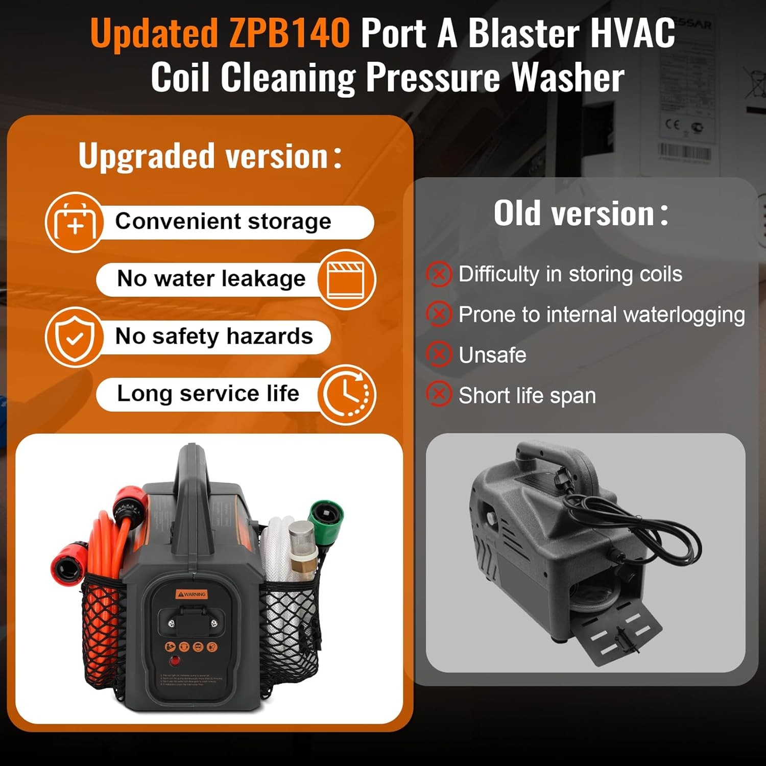 Updated ZPB140 Port A Blaster HVAC Coil Cleaning Sprayer,Portable Coil Jet Cl…