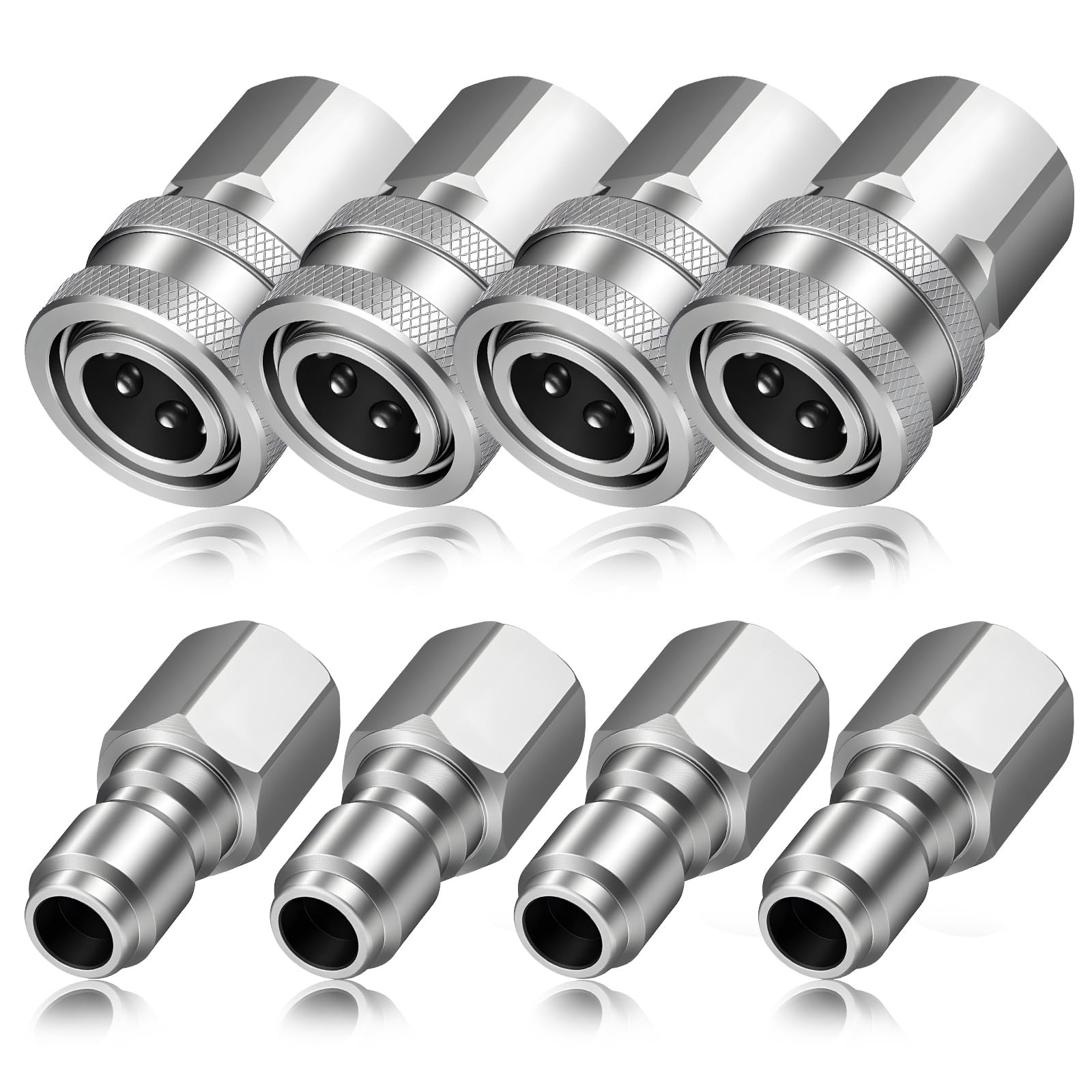3/8 Inch Stainless Steel Quick Connector Kit Pressure Washer Adapter 4 Sets