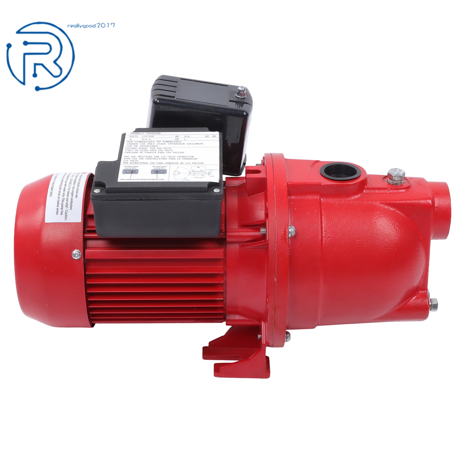 Shallow Well Jet Pump 3/4 HP, 13 GPM Dual Voltage (115/230 Volts), Red 97080701