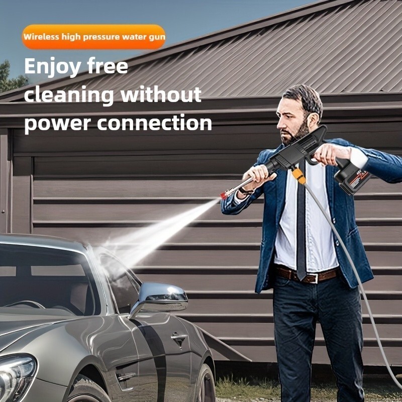 Portable Cordless Electric High Pressure Water Spray Gun Car Washer Cleaner Set