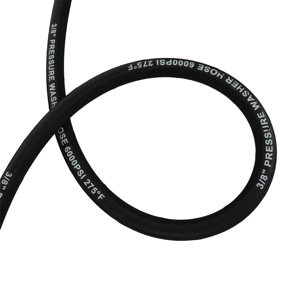 3/8″ x 50ft 6000psi 2-Braid R2 Black Hot Water Pressure Washer Hose -Wholesale