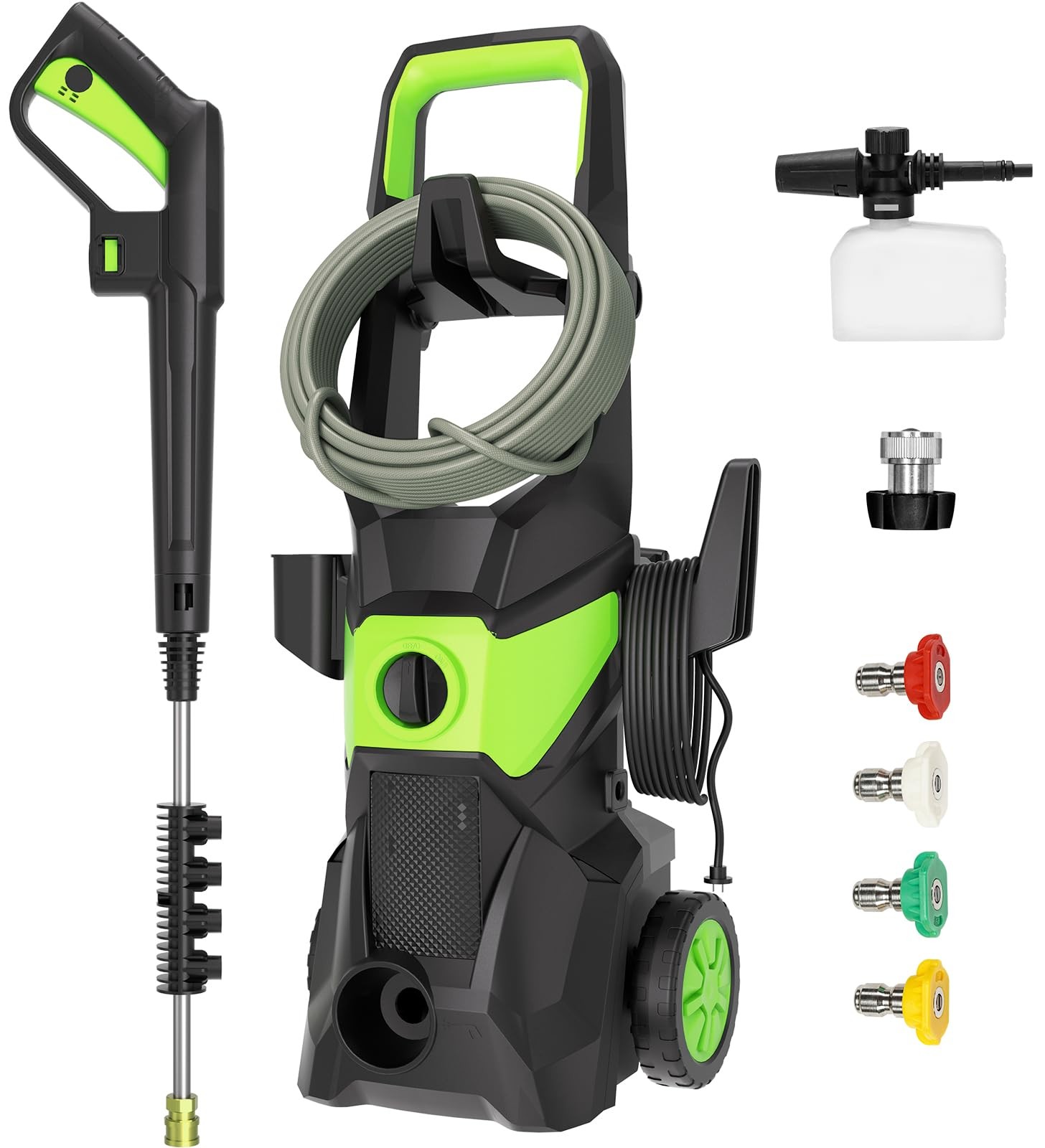 Electric Pressure Washer – 3000PSI Power with 33FT Hose, Cord, 4 Nozzles,450ML
