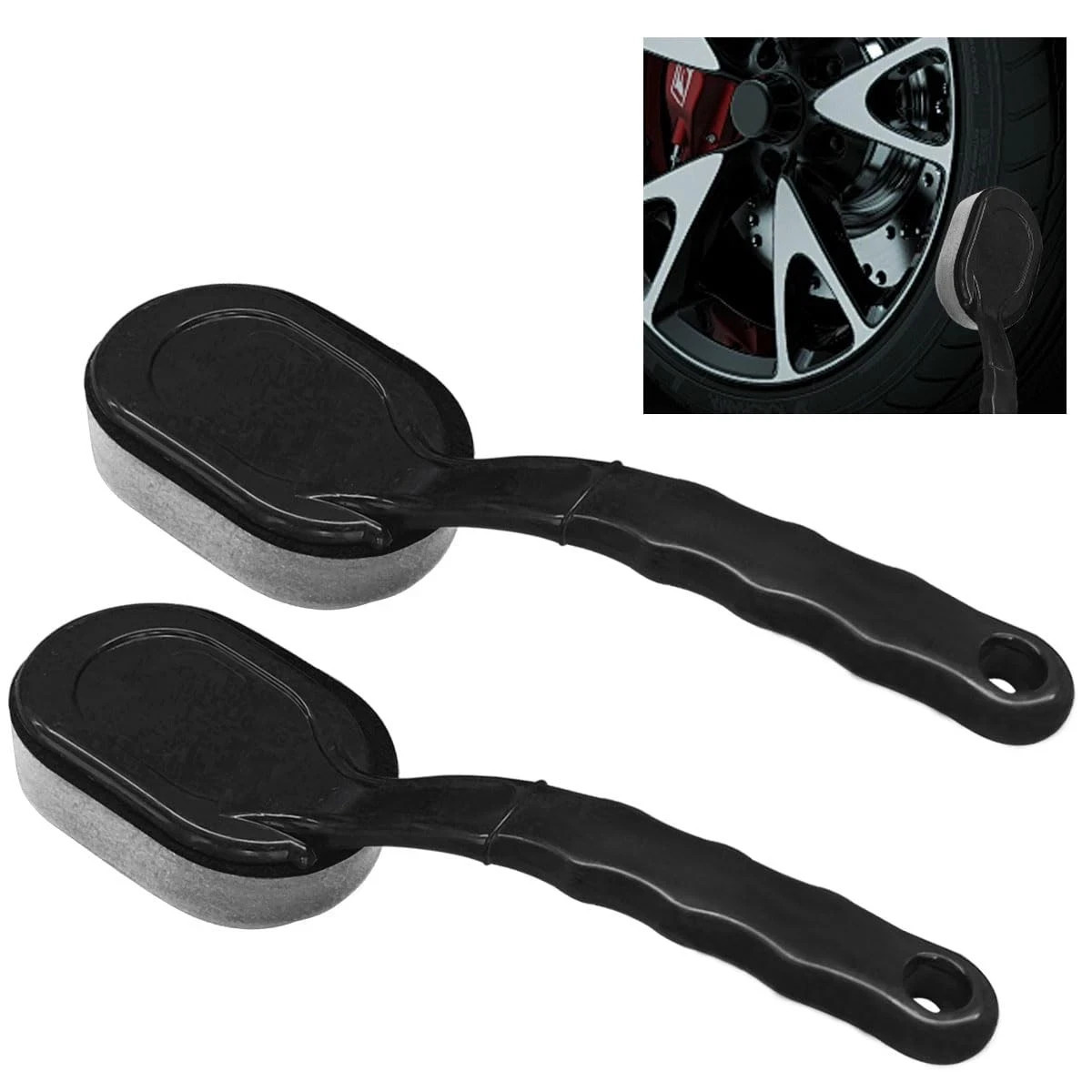 Tire Shine Applicator Brush Car Waxing Sponge Brush with Curved Handle