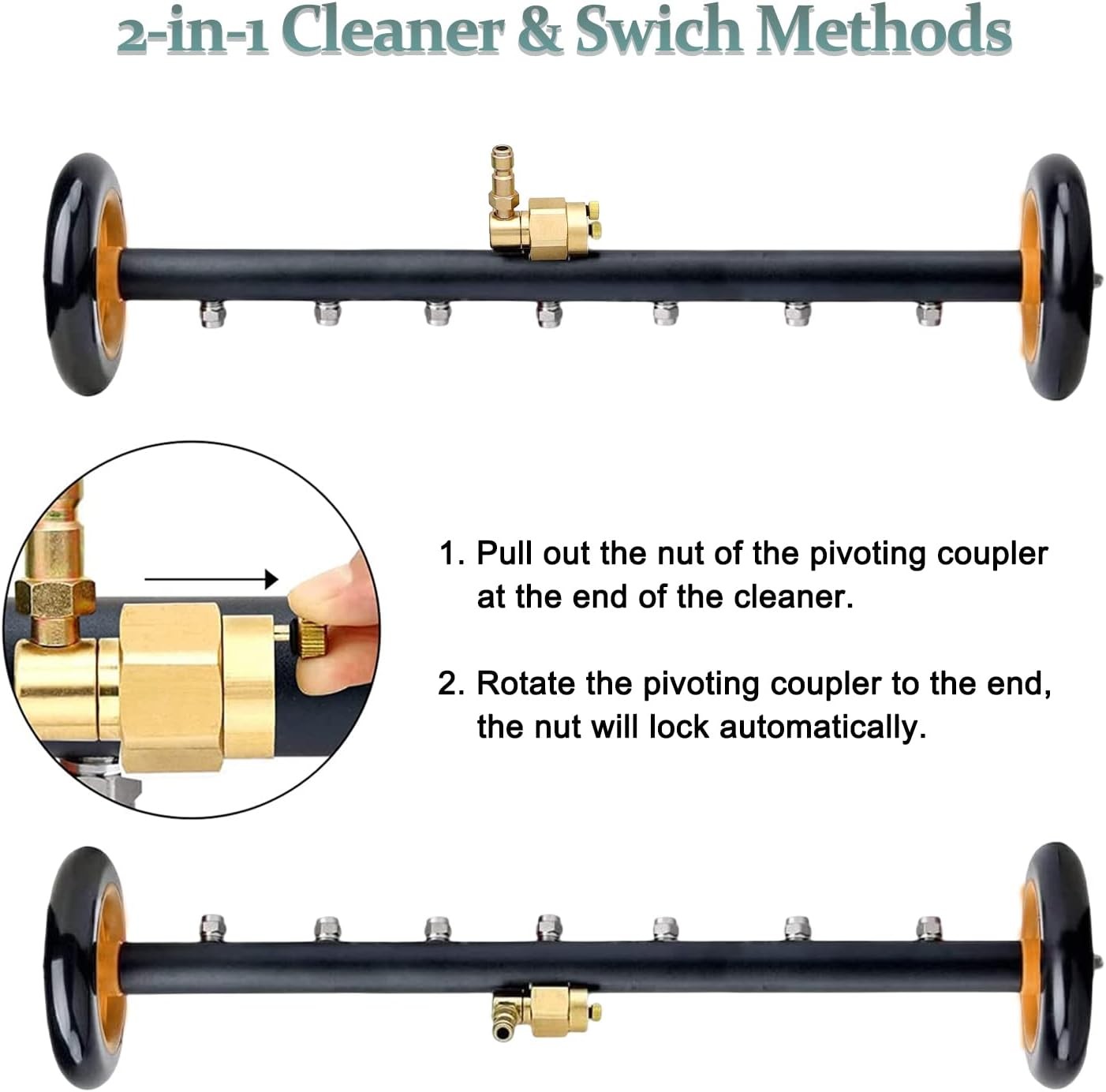 24″ Pressure Washer Water Broom Undercarriage Cleaner Driveway Surface Cleaner
