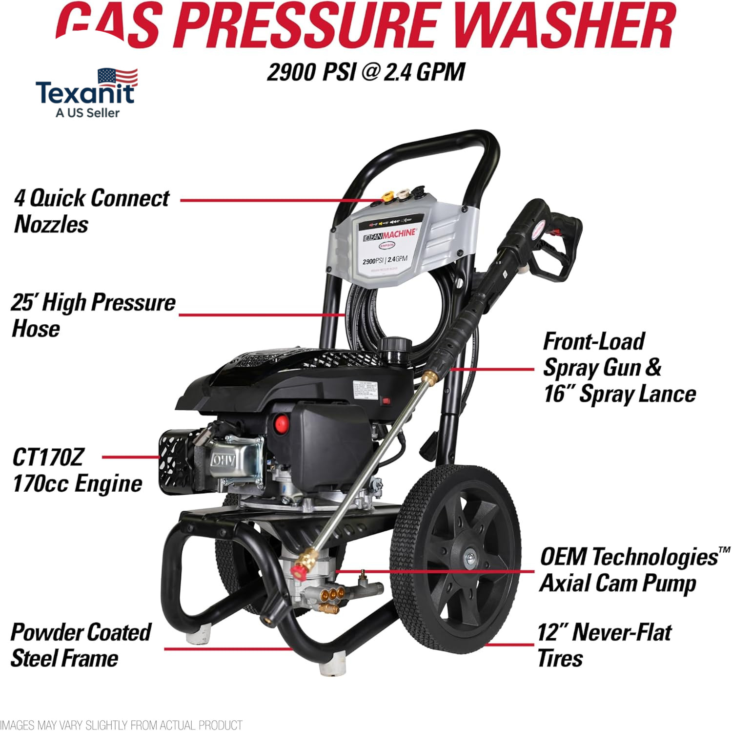 Simpson Cleaning 2900 PSI Gas Pressure Washer, 2.4 GPM Residential Power Washer
