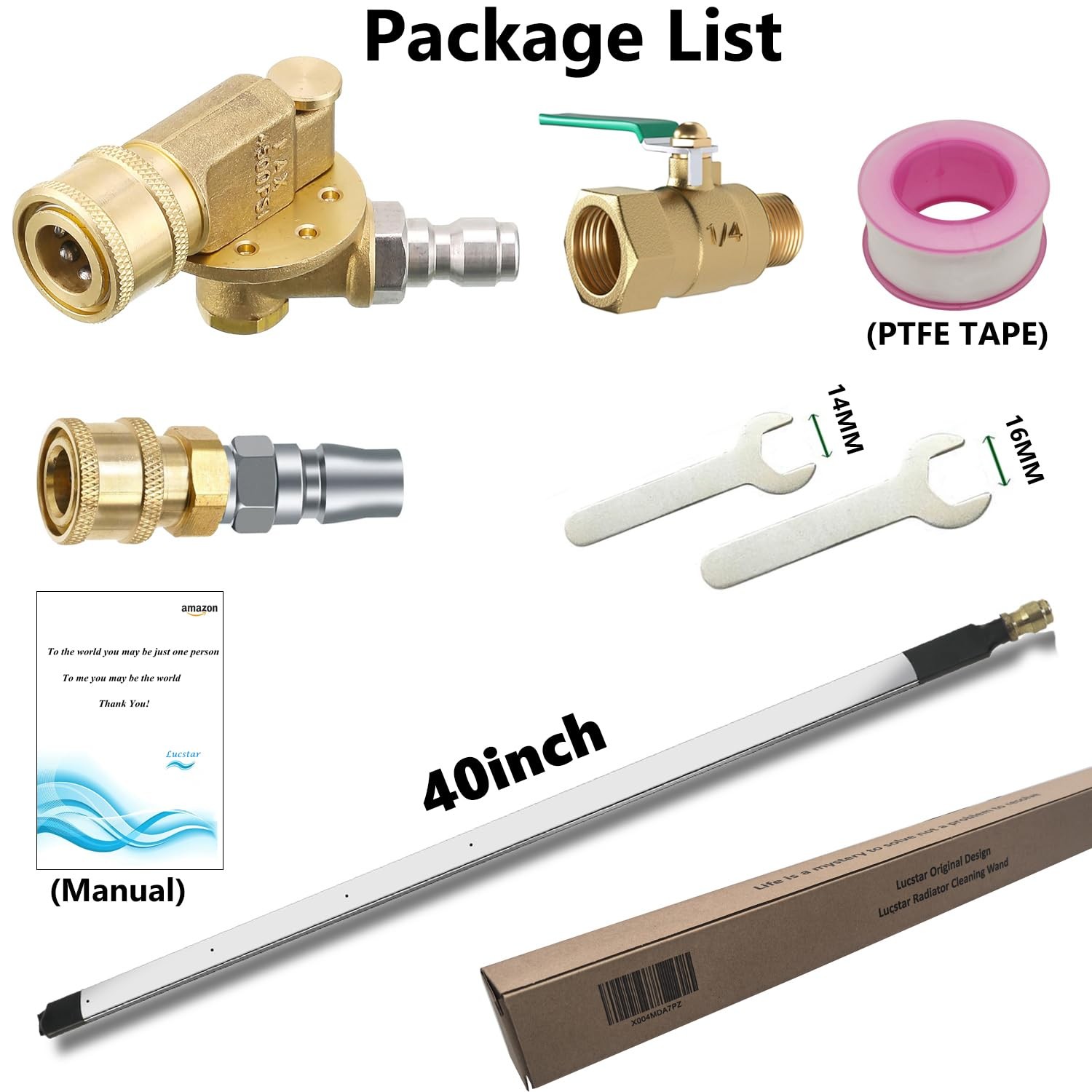 Radiator Cleaning Wand & Car A/C Condenser Cleaner(40″wand+Coupler+Valve Switch)