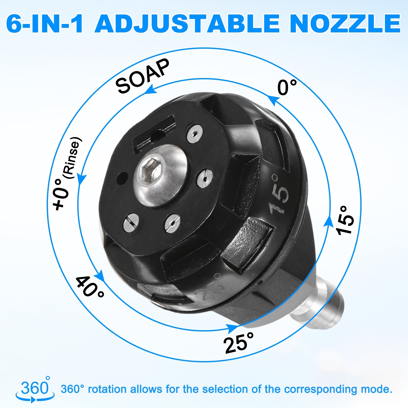 1-Pack 6-in-1 Pressure Washer Nozzle Tips, 3600PSI, 2.5GPM