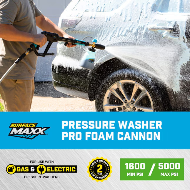 SurfaceMaxx Pro Foam Cannon for Vehicles 1600 MIN PSI – 5000 MAX PSI – NEW