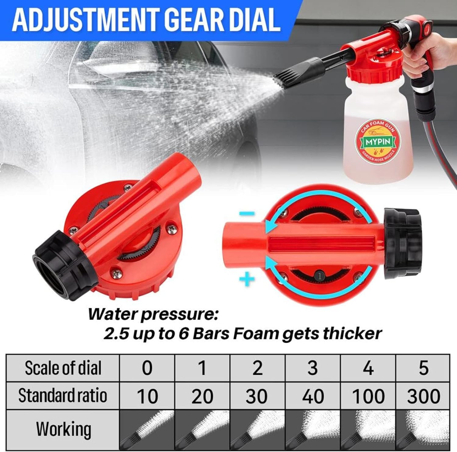 Car Foam Cannon Foam Gun Garden Sprayer 16 in 1 Adjustable Hose Wash