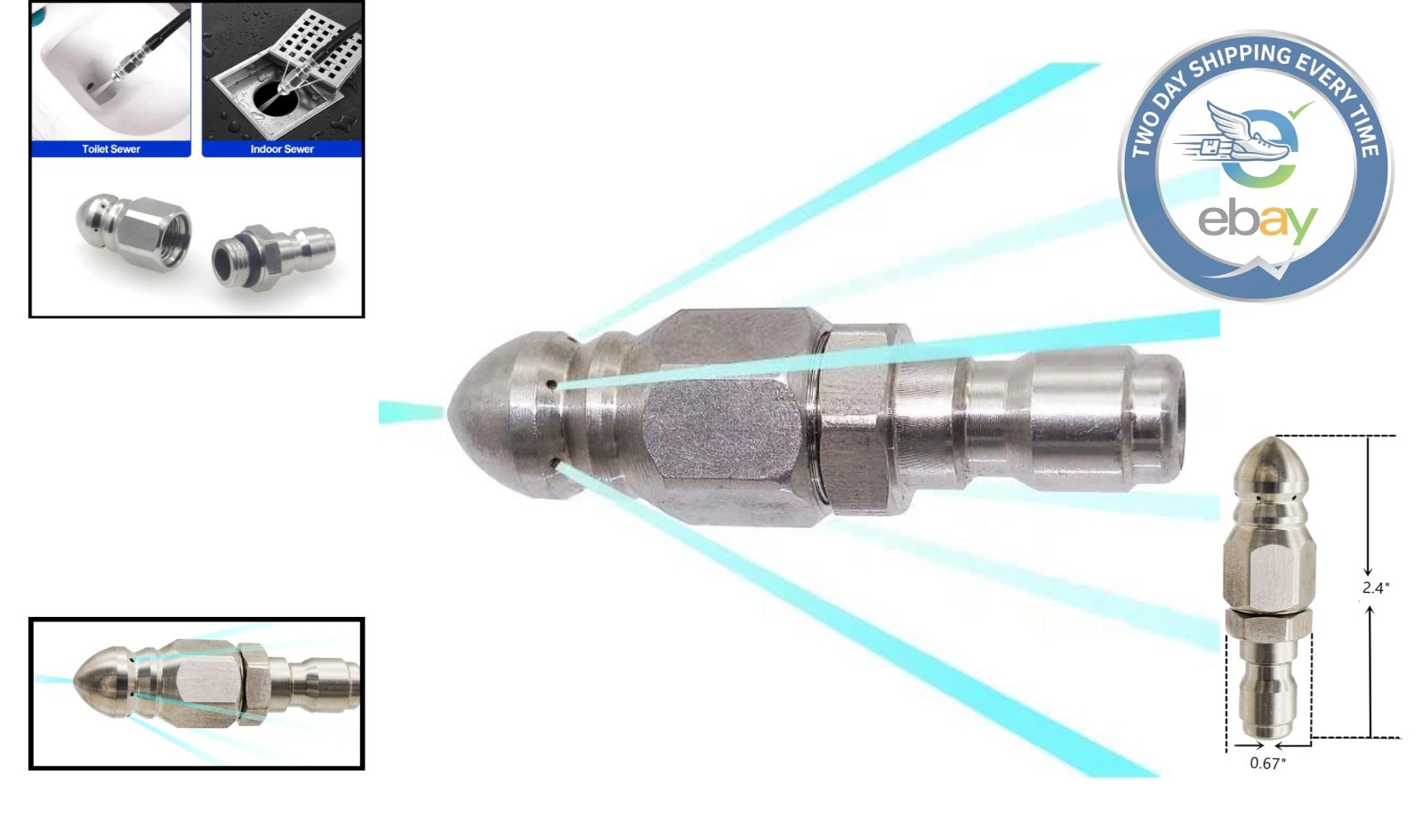 Compact 1/4” Quick Connect Sewer Jetter Nozzle for Efficient Drain Cleaning
