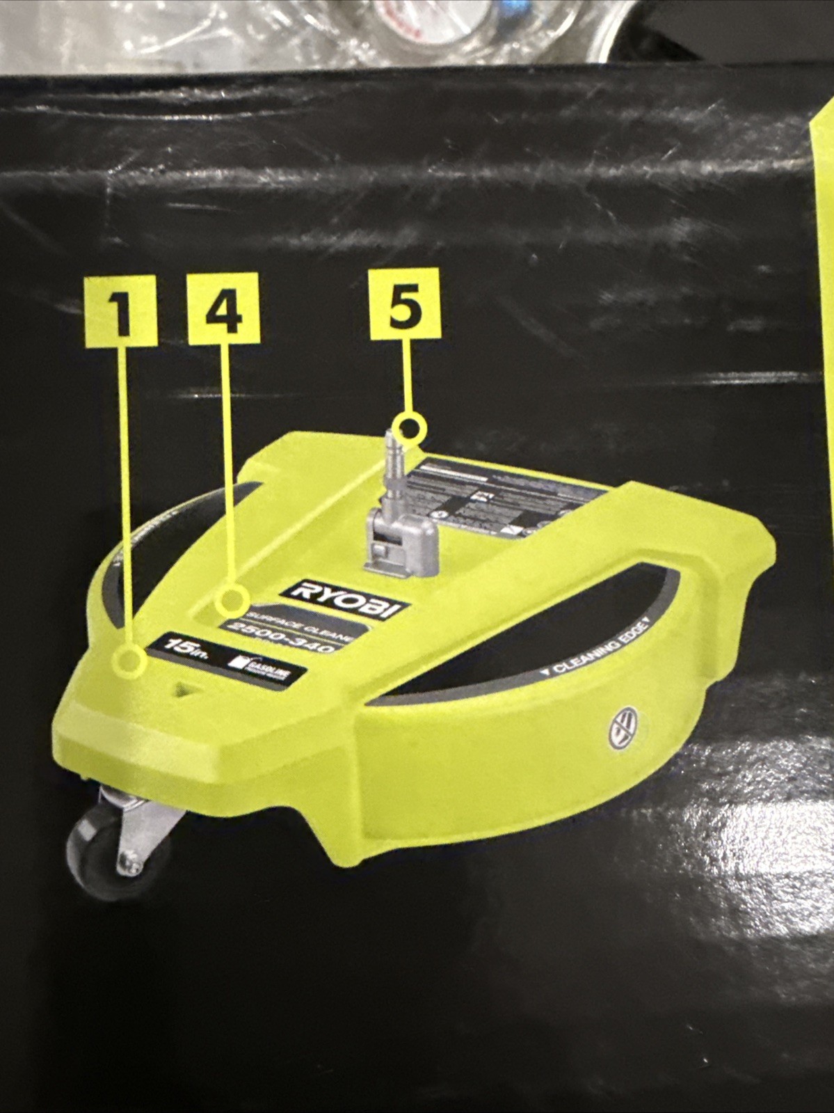 RYOBI 15″ 3400 PSI Gas Pressure Washer Surface Cleaner w/Caster Wheels RY31SC15