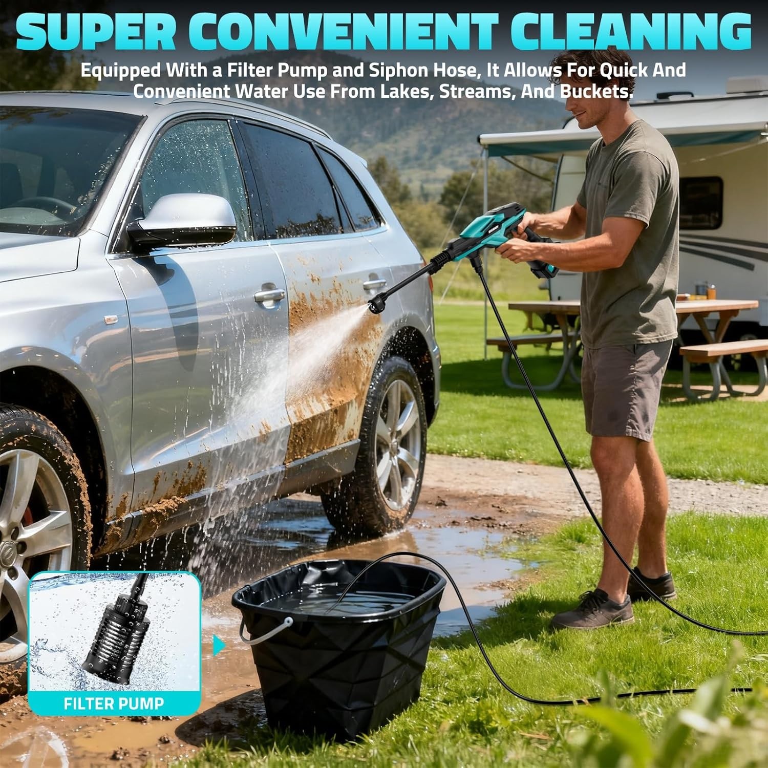 800PSI Brushless Cleaner: Cordless Tool with Adjustable Power and 6 Nozzles