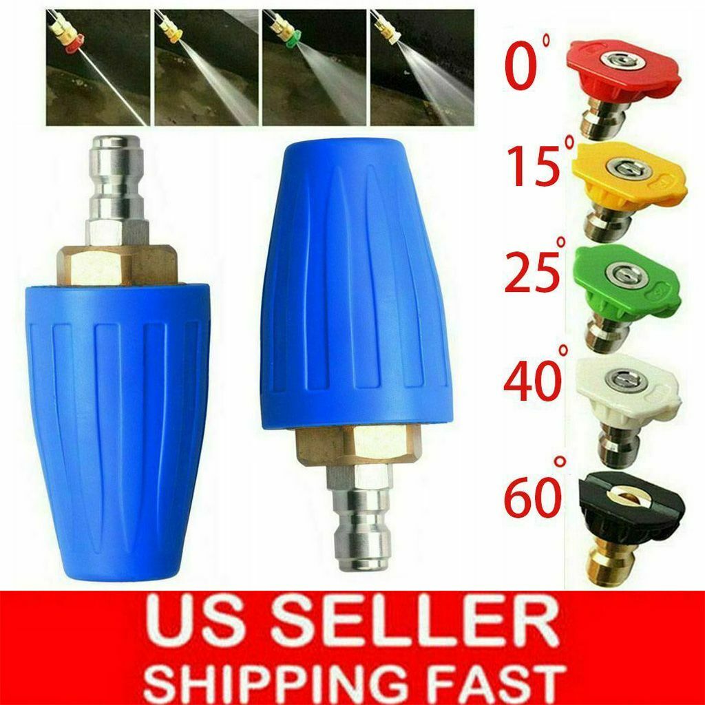 1/4″ 4000PSI High Pressure Washer Rotating Turbo Nozzle Spray Tip 2.5-4 GPM