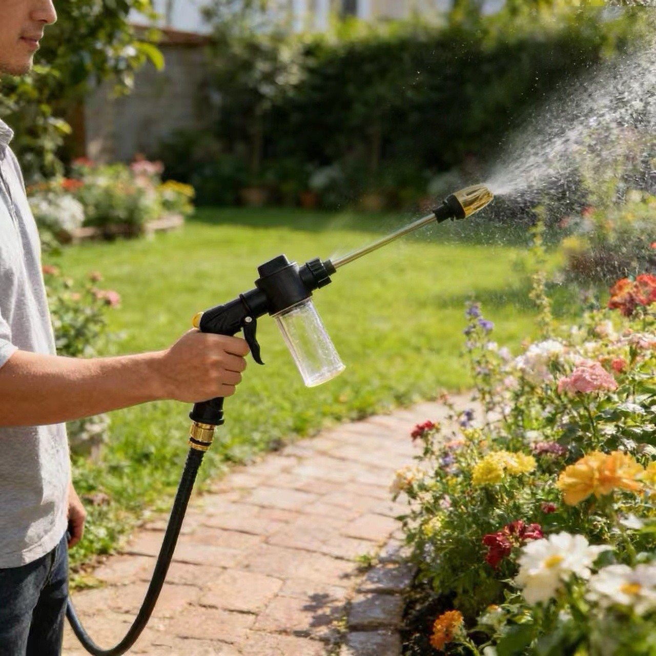 High Pressure Garden Water Gun Hose Nozzle Car Wash RV Foam Kettle Spray