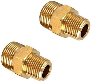 2 Pcs M22 Pressure Washer Fittings, Brass 3/8 Inch NPT Male to Metric M22 14mm M