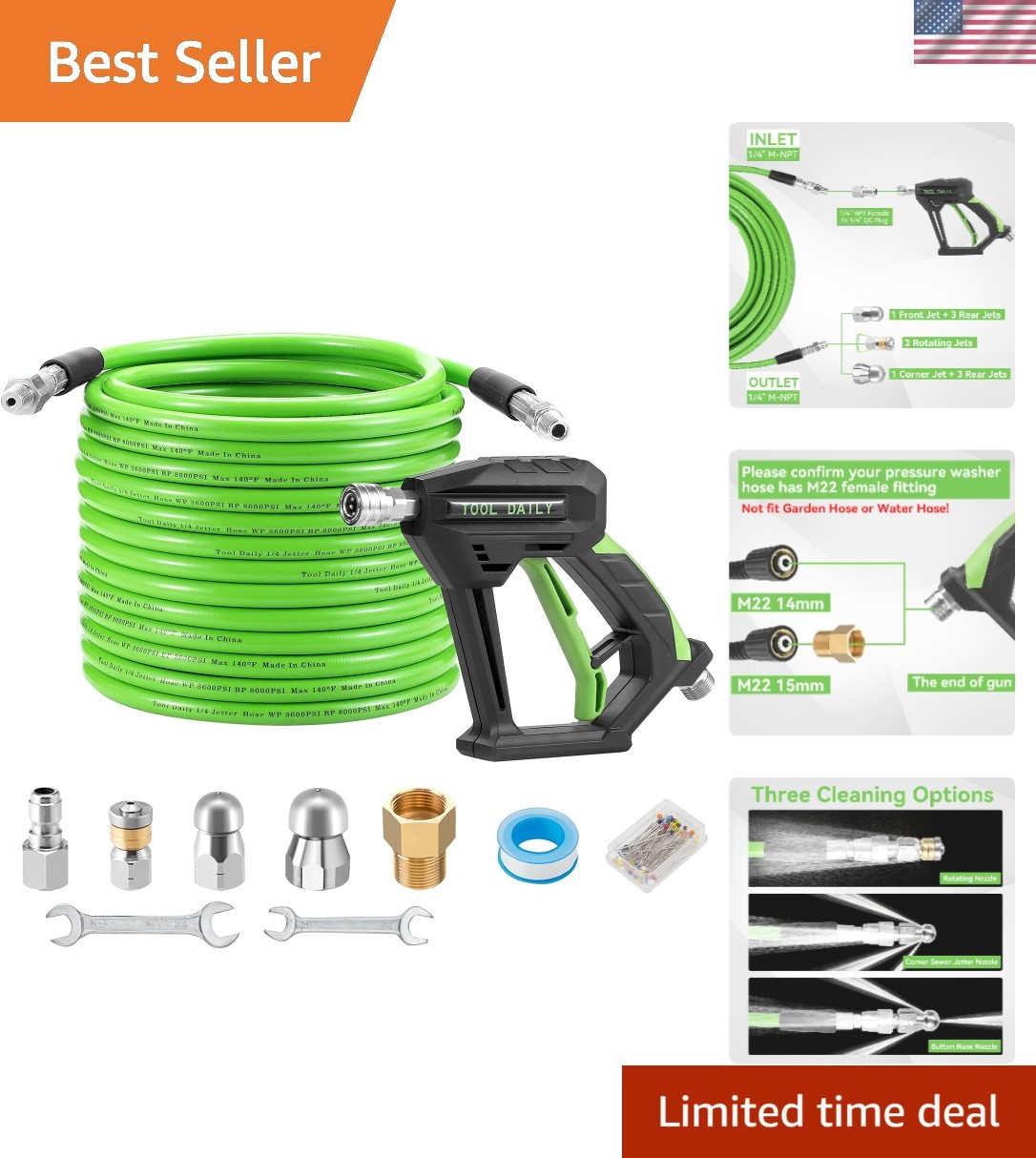 50 FT Sewer Jetter Kit for Pressure Washer: Efficient Drain Cleaning Solutions