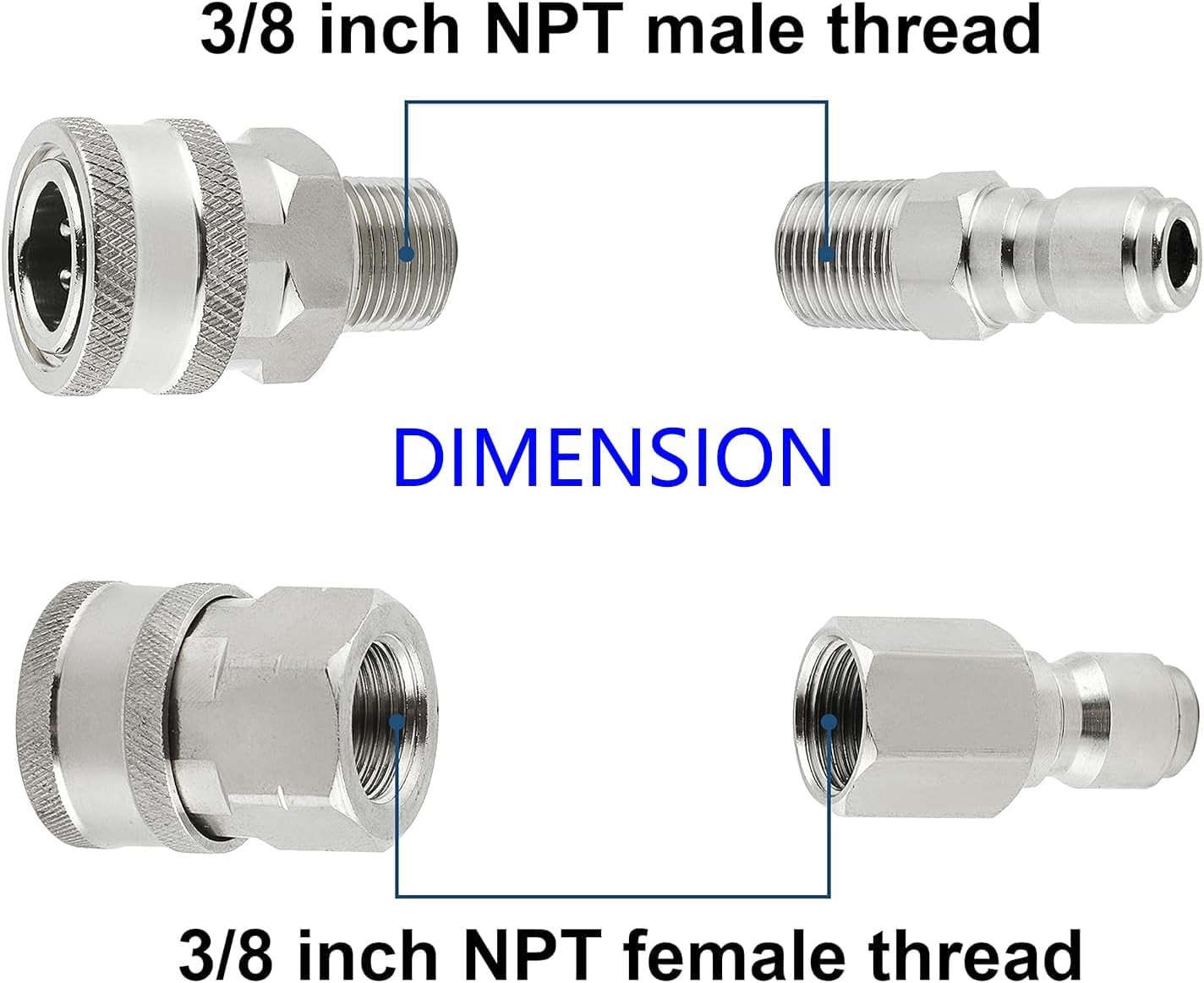 3/8 Quick Connect Fittings,Pressure Washer Quick Connect Kit,Stainless Steel Ada