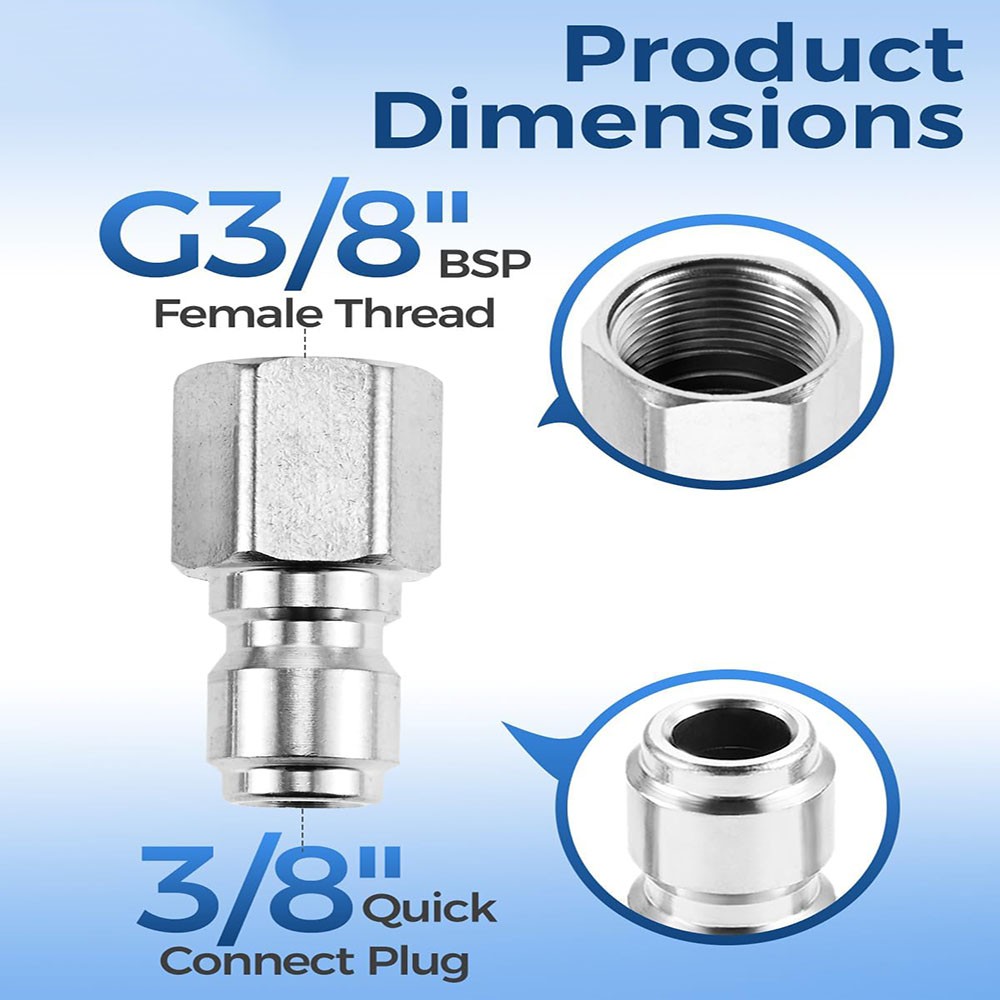 4PCS Stainless Steel G3/8″ Male & Female to 3/8” Quick Connect