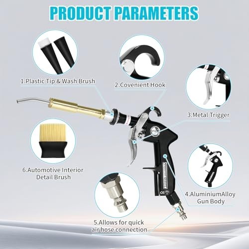Tornado Detailing Car Cleaning Gun with Metal Nozzle | Interior Drying Air Gun |