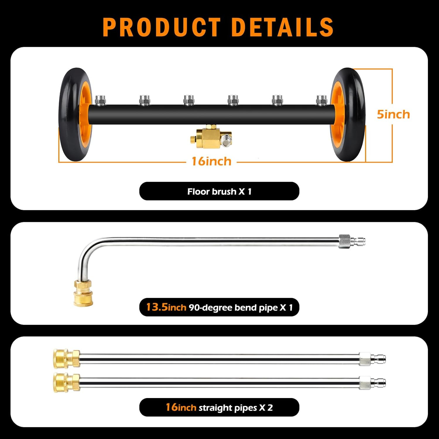 Undercarriage Pressure Washer Attachment, Siebwin 16″ Dual-Function Water Broom