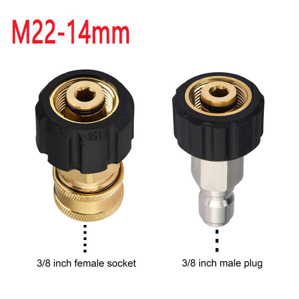 2Pcs Pressure Washer Adapter Set M22 3/8″ Quick Connect For Power Washer Hose
