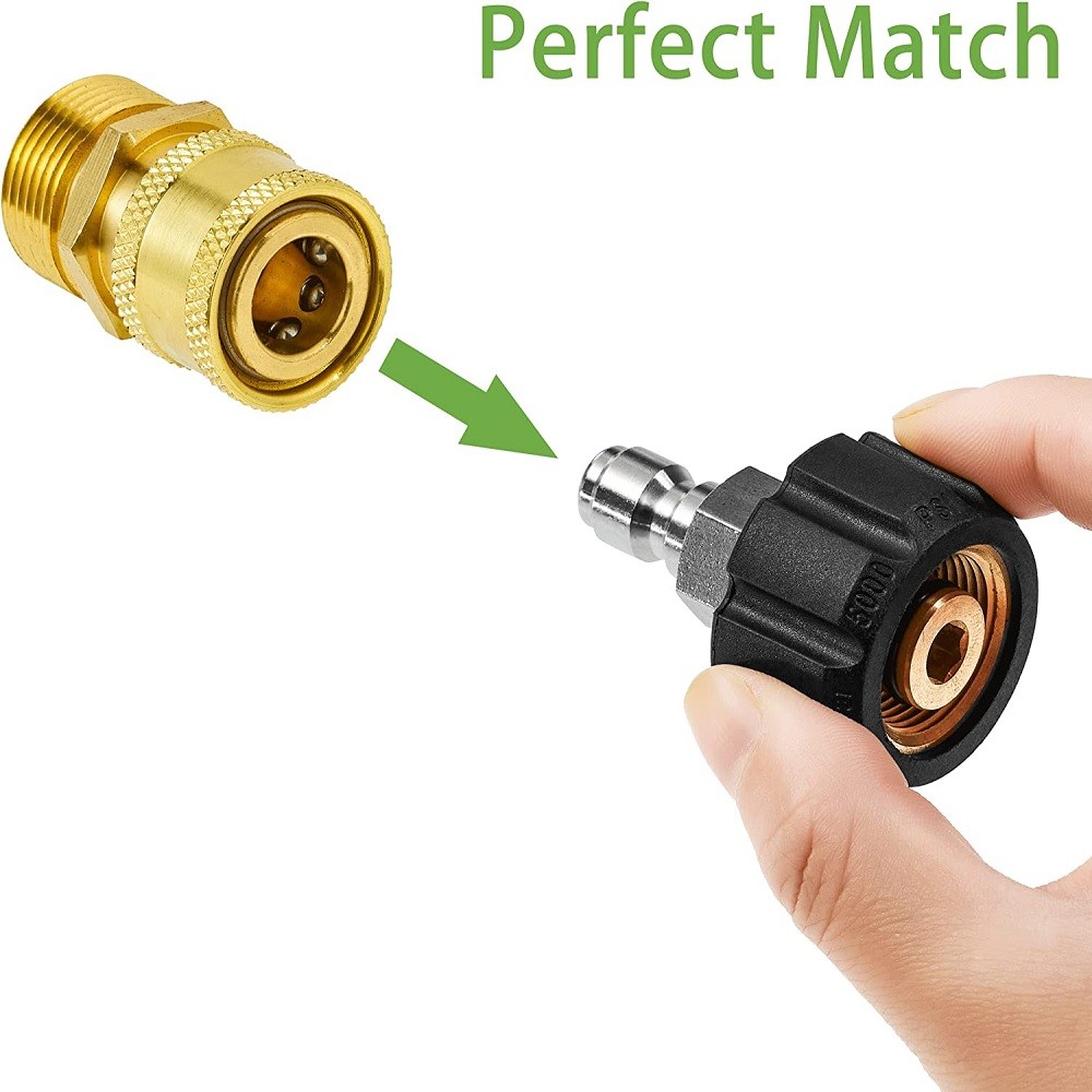 1 Pair of M22 14mm Female to 1/4″ Male Quick Connect Adapter for Pressure Washer