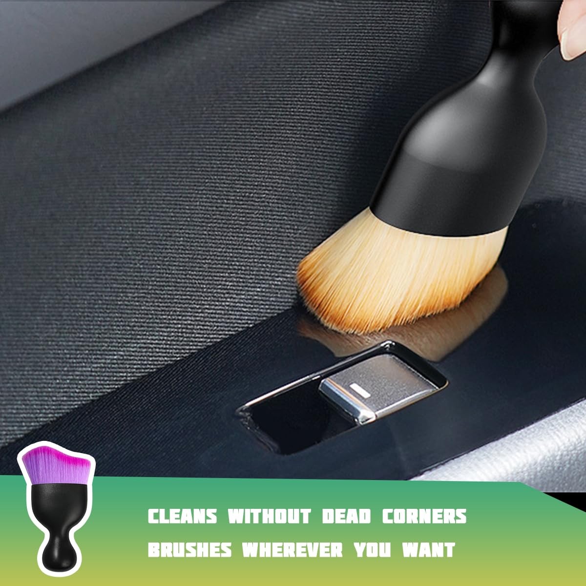 Ywdiml Car Interior Detailing Brush, Curved Soft Bristles Gradient Purple