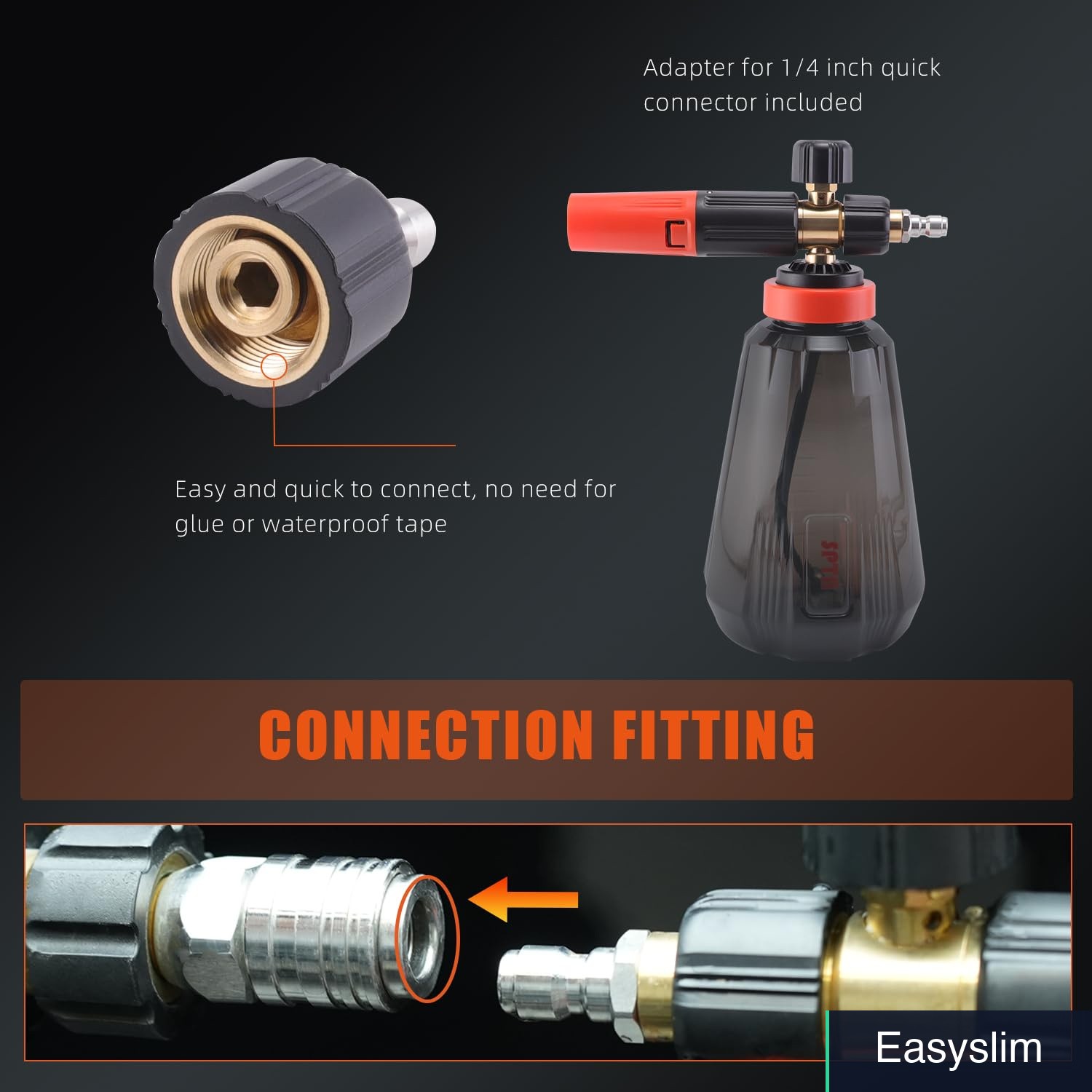 Foam Cannon for Pressure Washer 34 oz Orange Nozzle Quick Connector